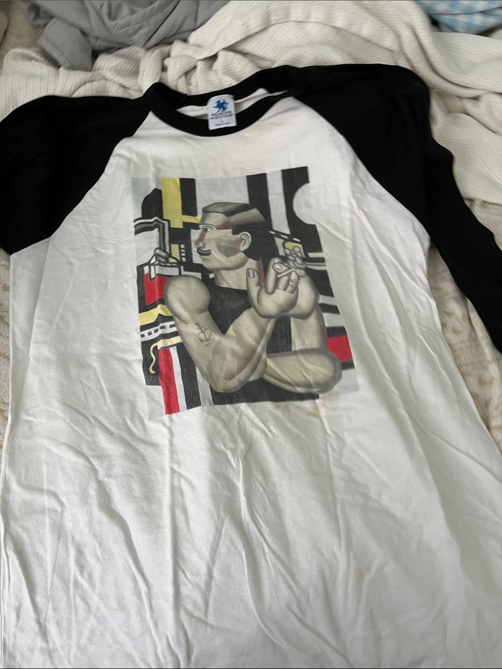 Black & White Graphic Raglan  Top